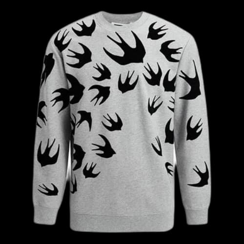McQ Alexander McQueen Printing Long Sleeves Round Neck Gray