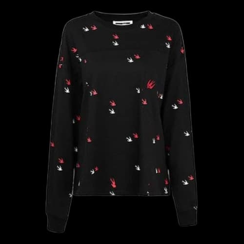 McQ Alexander McQueen Swallow Printing Casual Long Sleeves Black