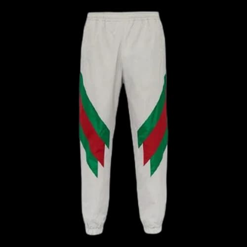 Gucci Striped Ribbon Inlaid Sports Pants For Men White