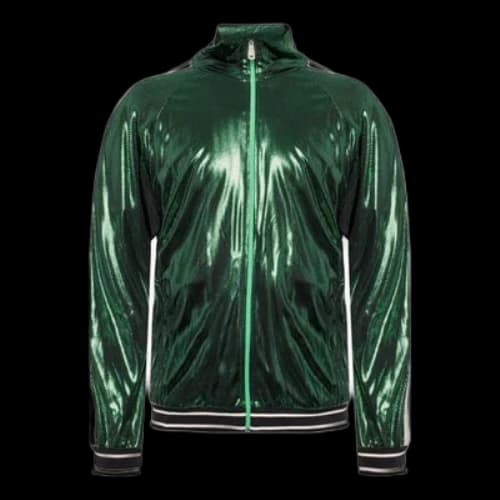 Gucci Ifized Glossy Logo Striped Loose Zip Jacket For Men Green