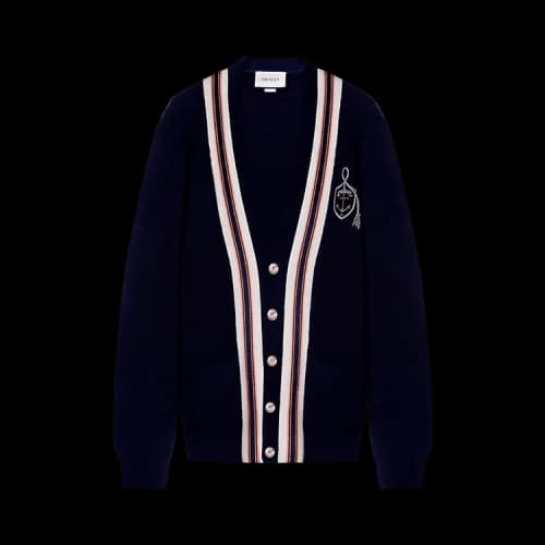 GUCCI Sweaters Men's Dark Blue V Neck Moderate Other