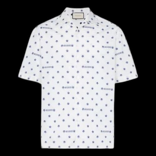 Gucci Star Logo Short Sleeve Button Up Shirt 'White'