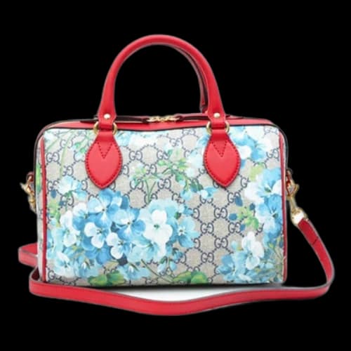 Gucci Blooms Logo Printing Boston handbag Small Blue / Red Classic (Women's)