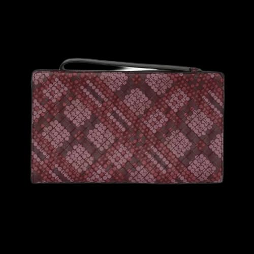 Bottega Veneta Dot Printed Woven Leather Wristlet 'Barolo'