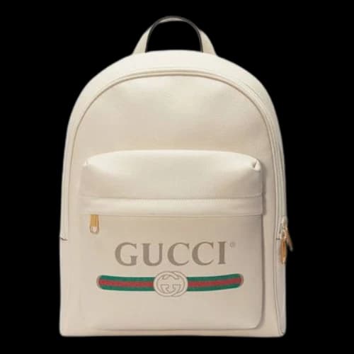 Gucci Leather Decoration Vintage Red Green Stripes Prints Backpack White
