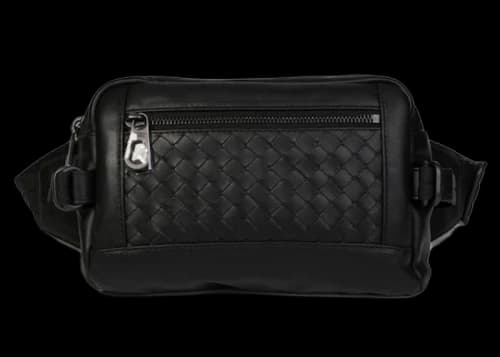 Bottega Veneta Intrecciato Weave Square Belt Bag Black
