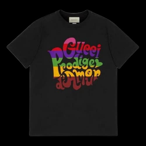 Gucci Prodige dAmour Printing Round Neck Short Sleeve Black
