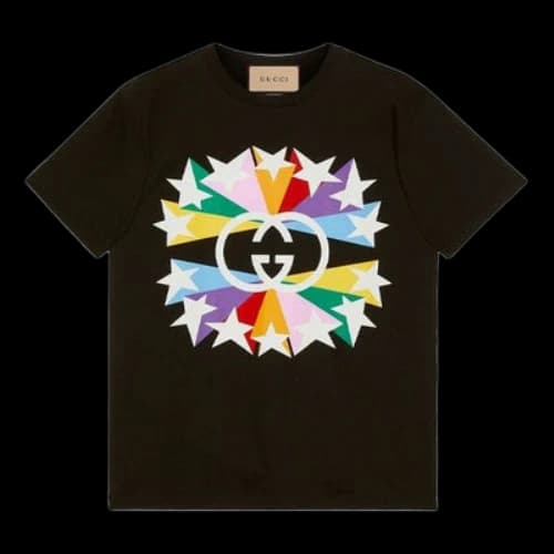 Gucci FW21 Interlock Double G Printing Cotton Short Sleeve Black T-Shirt