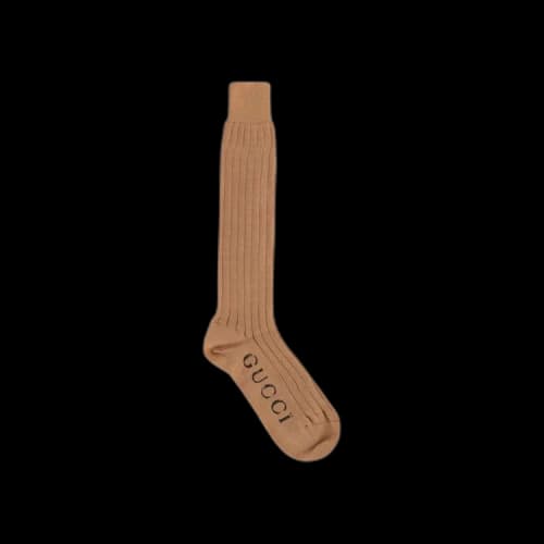 Gucci Logo Knee-High Socks Cream