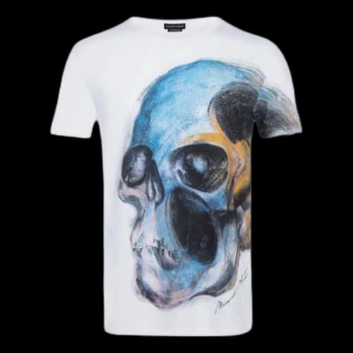 Alexander McQueen SS21 Round Neck Skeleton Printing Short Sleeve White