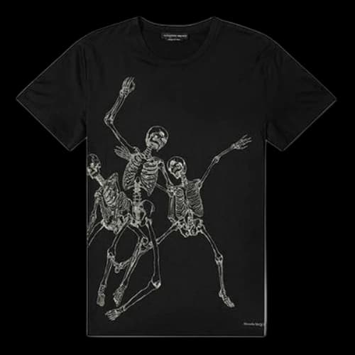 Alexander McQueen Cotton Skeleton Print Men's Black