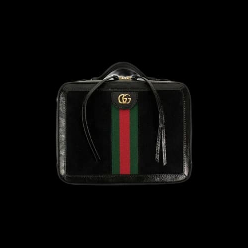 Gucci Ophidia GG Suede And Leather Shoulder Bag 'Black'