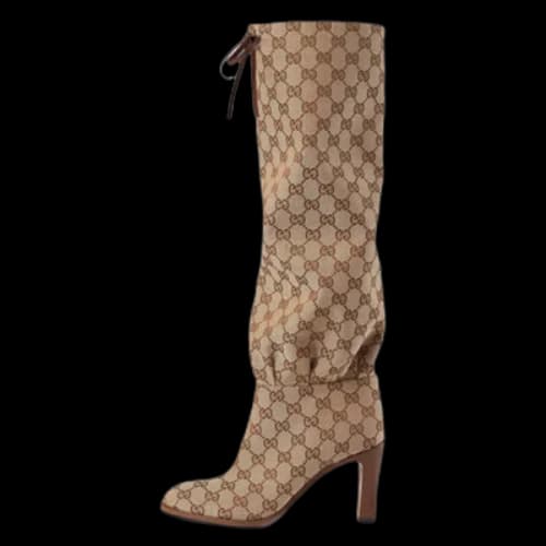 Gucci Lisa GG Canvas Mid-Heel Boots 'Beige Ebony' (Women's)