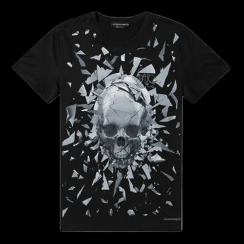 Alexander McQueen Cotton Skeleton Print Men's Black