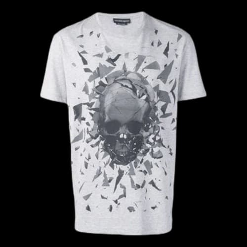 Alexander McQueen SS21 Skeleton Round Neck Short Sleeve Gray