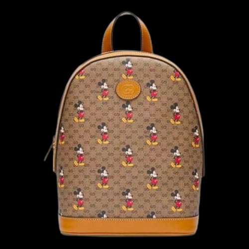 Gucci x Disney Mickey Mouse Leather Backpack 'Beige Brown'
