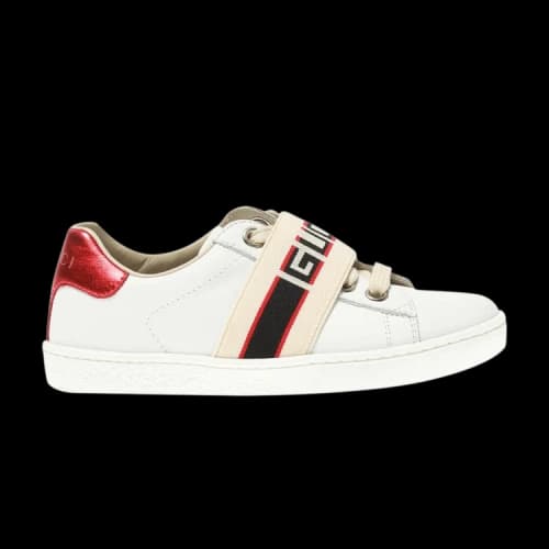 Gucci Ace Stripe Leather Kids 'White Red Black'
