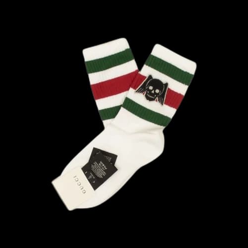 Gucci Flying Skull Embroidered Stockings For Men 1 Pack White