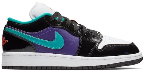 Jordan 1 Low Black Court Purple Turbo Green (GS)