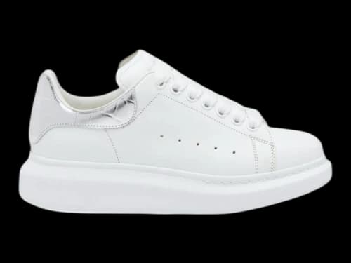Alexander McQueen Oversized White Silver Croc (Women's)