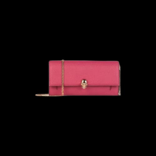 Alexander McQueen Skull Leather Chain Wallet 'Pink'