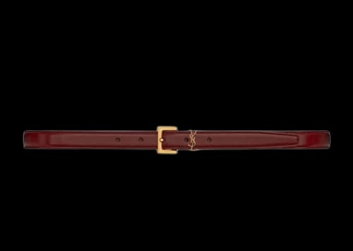 Saint Laurent Cassandre Leather Belt Red Agate