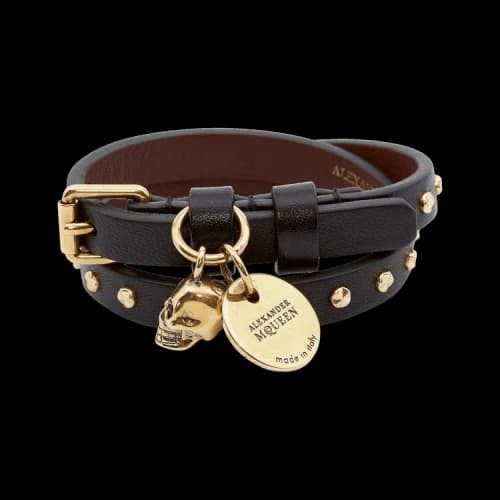 Alexander McQueen Hammered Studs Double-Wrap Bracelet 'Black'