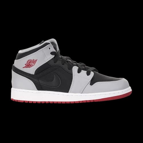 Jordan 1 Mid Black Gym Red Wolf Grey (GS)