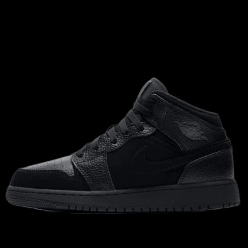 (GS) Air Jordan 1 Mid 'All Black'