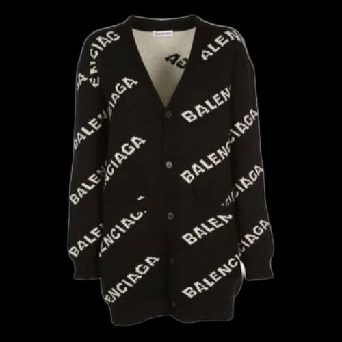 Balenciaga Logo Oversized Cardigan 'Black' (Women's)