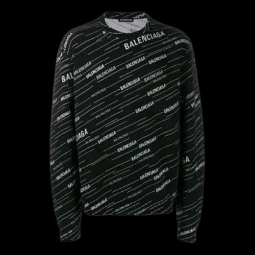 Balenciaga Jacquard Logo Crewneck Sweater 'Black'
