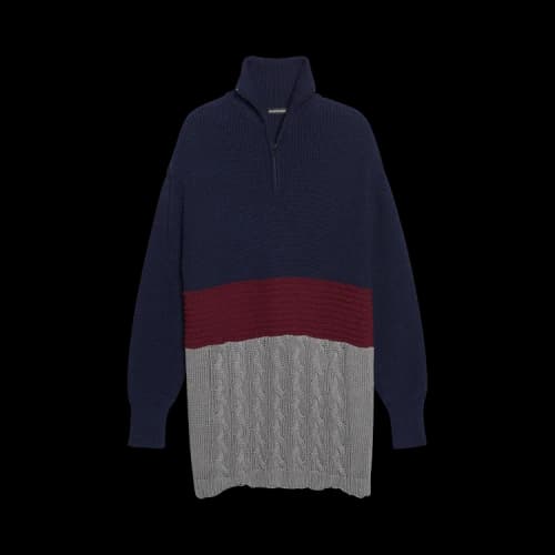 Balenciaga Oversize Highneck Sweater 'Navy/Maroon/Grey'