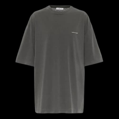 Balenciaga Print Crew Neck Small Logo Short Sleeve Gray
