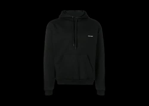 Balenciaga Small Contrast Logo Print Hoodie Black