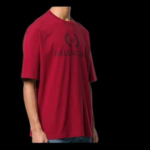 Balenciaga Logo Round Neck Short Sleeve Red