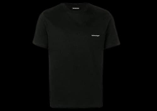 Balenciaga Small Logo Print Regular Fit Cotton T-shirt Black/White