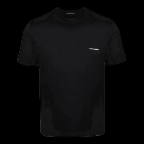Balenciaga Basic Small Logo Round Neck Short Sleeve Unisex Black