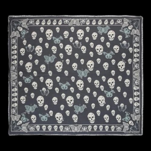 Alexander McQueen Butterfly Skull Scarf 'Blue'