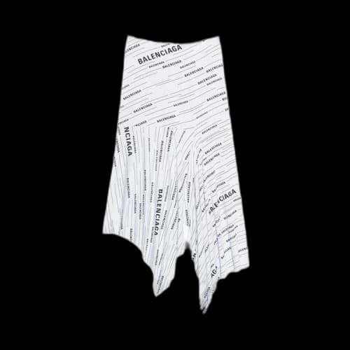 Balenciaga Ruffle Logo Midi Skirt 'White'