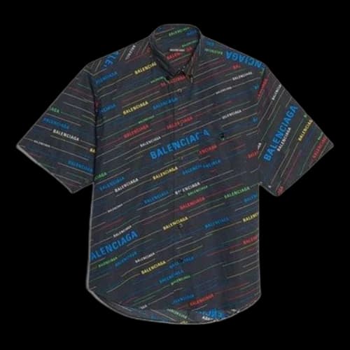 Balenciaga Logo Print Short Sleeve Shirt 'Black'