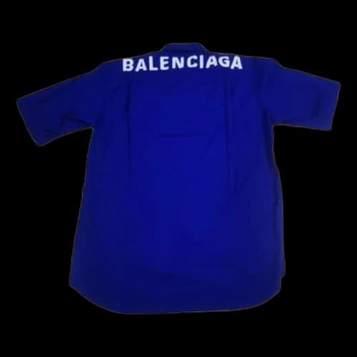 Balenciaga Back Logo Cotton Poplin Shirt 'Blue'