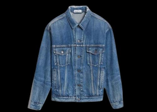 Balenciaga Logo Denim Jacket Blue