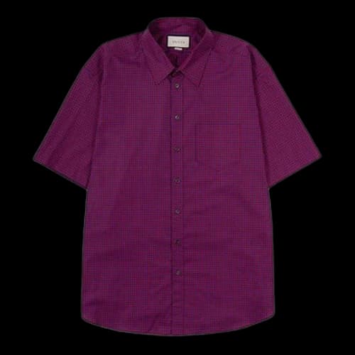 Gucci Plaid Loose Short Sleeve Shirt Unisex Purple