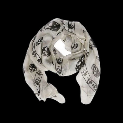 Alexander McQueen Skull Silk Scarf 'White/Black'