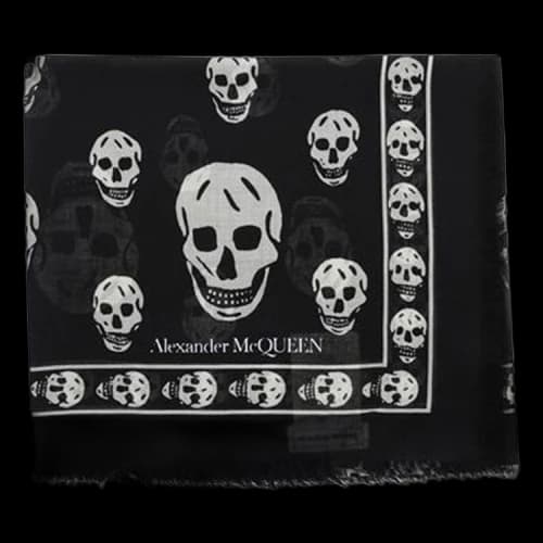Alexander McQueen Skull Silk Blend Scarf 'Black/White'