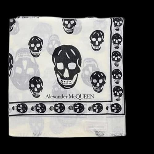 Alexander McQueen Skull Silk Blend Scarf 'White/Black'