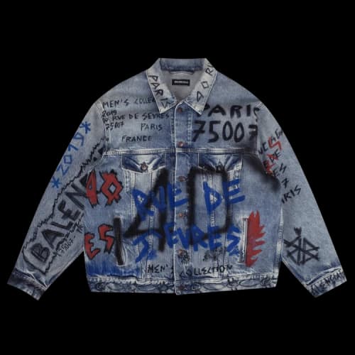 Balenciaga Painted Oversized Denim Jacket 'Blue'
