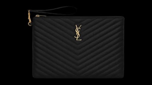 Saint Laurent Cassandre Matelasse Leather Tablet Pouch Black
