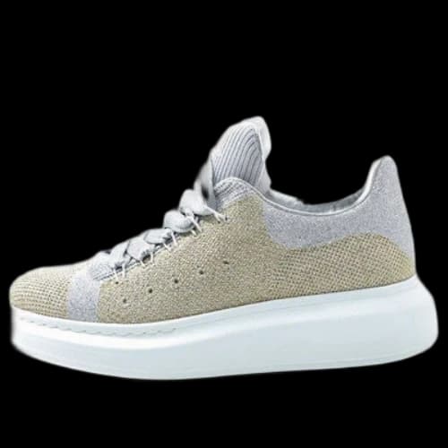 Alexander McQueen Shiny Fabric Sneakers 'Gold Silver' (Women's)
