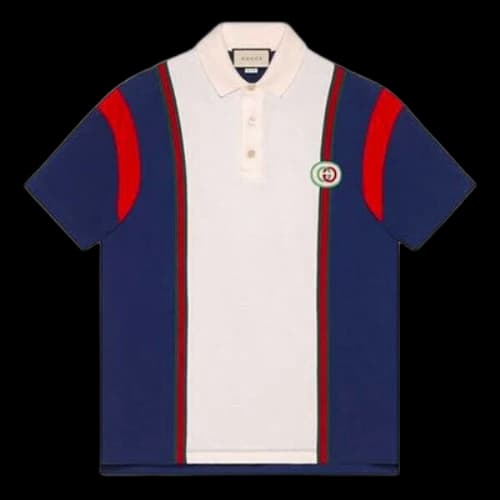 Gucci Adornment Interlock G Short Sleeve Blue Polo Shirt